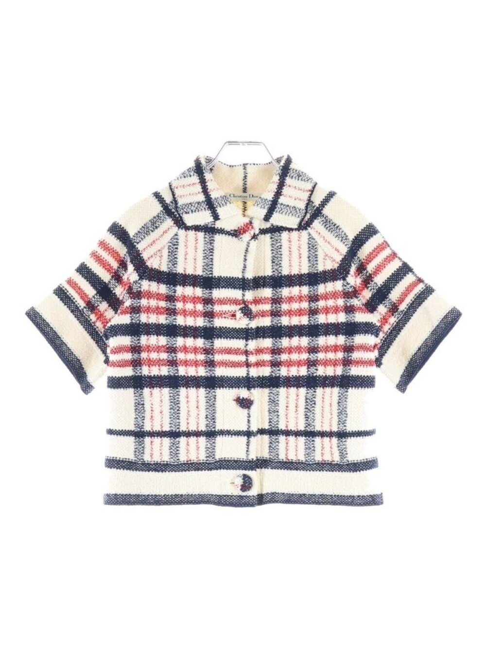 Dior Plaid Technical Cotton Wool Knit Jacket Black White Red